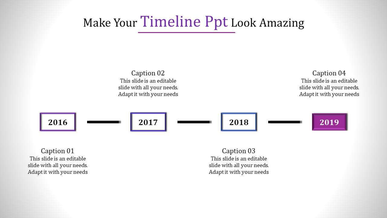 Free - Editable Timeline PPT Template With Glowing Background